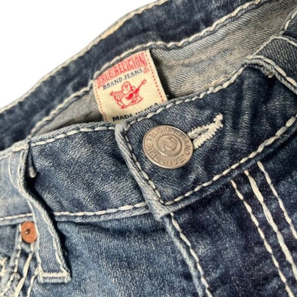 True Religion Jeans Men's 28 Blue Denim Light Wash 5-Pockets Design Straight Leg - Picture 2 of 5